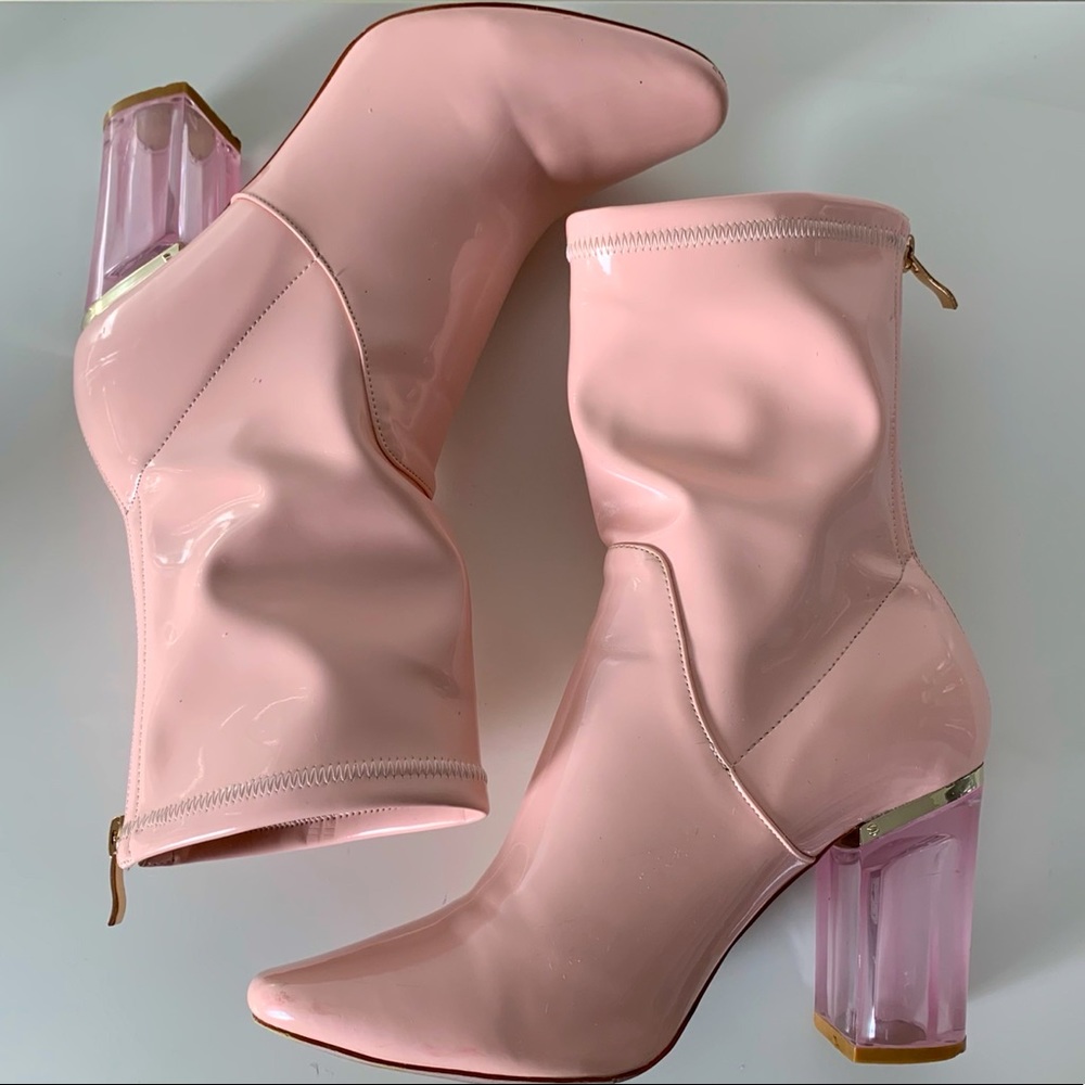 EGO Official Pink Perspex Heeled Boots